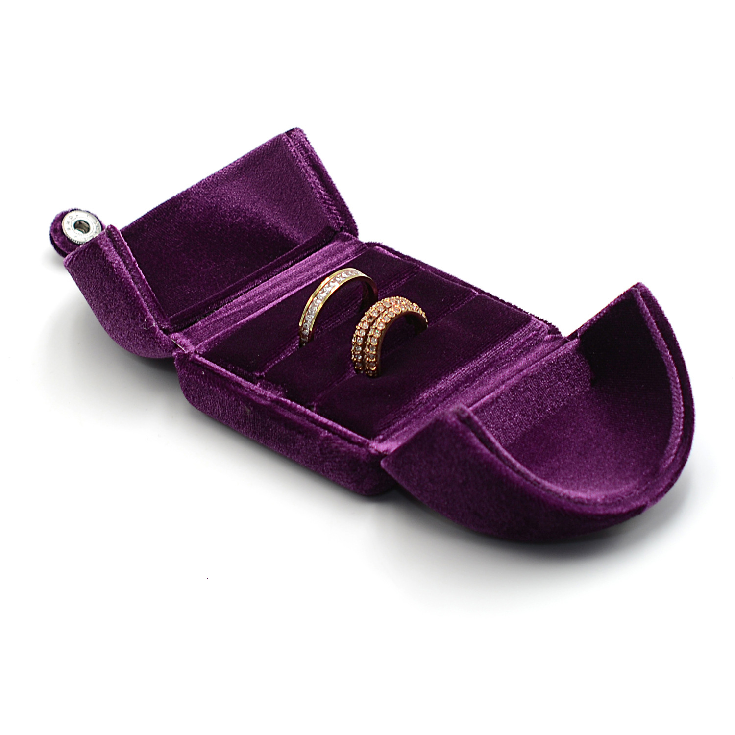 8:Ring box double velvet purple -6.5x6x5.5cm