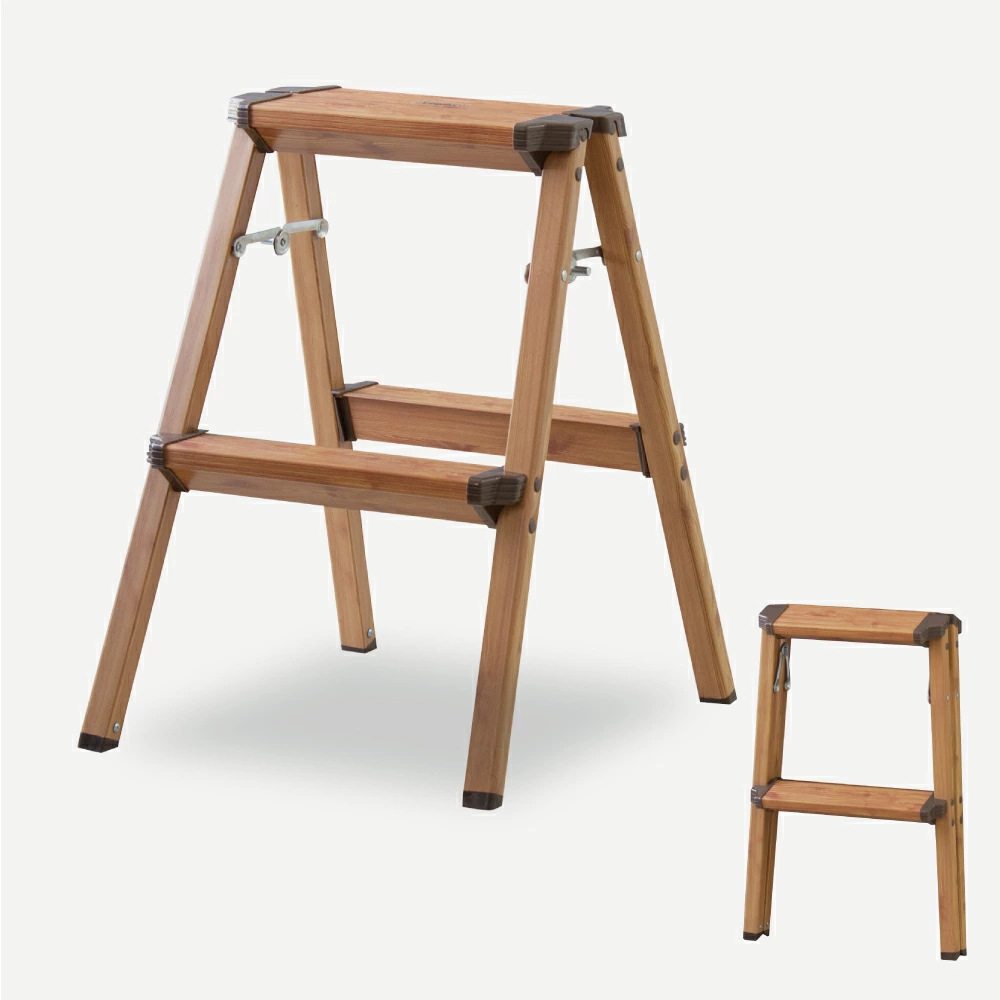 Two steps ladder wood grain color