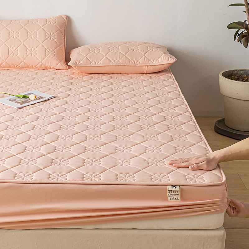 Waterproof quilted fitted sheet Ruyi jade