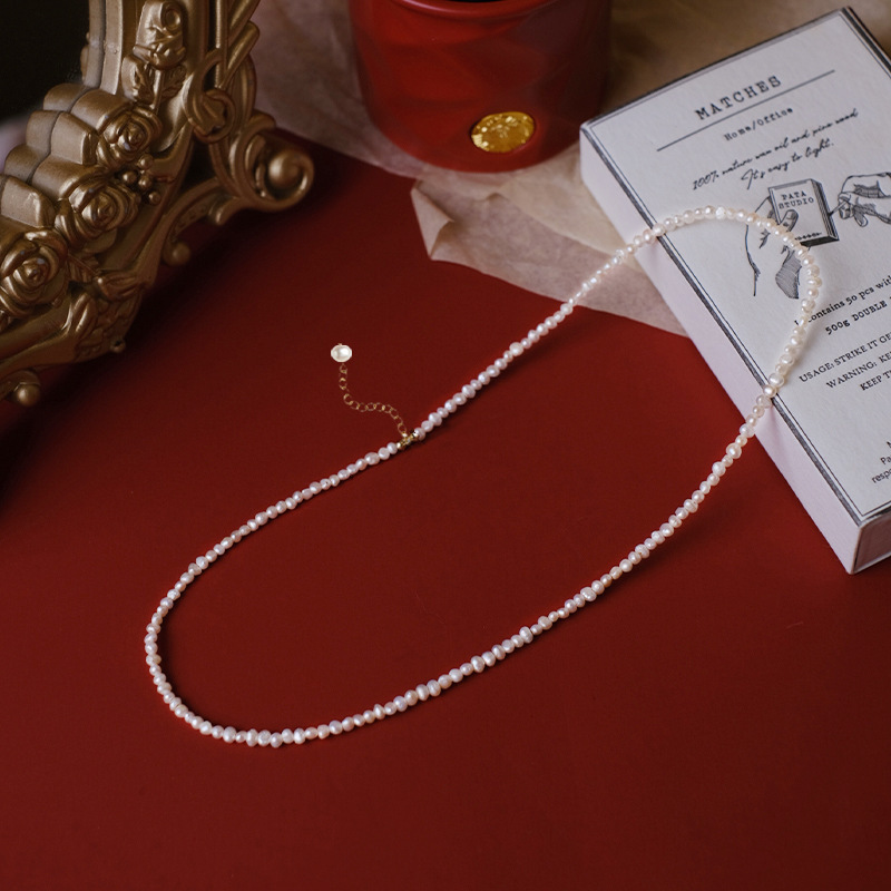 1:Single 3-4mm diameter pearl necklace