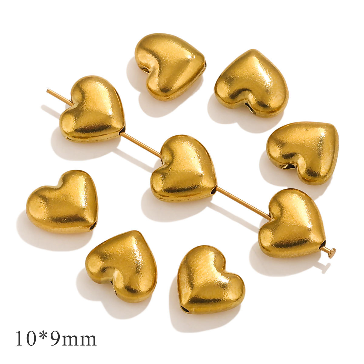 6:Glossy straight hole heart-gold