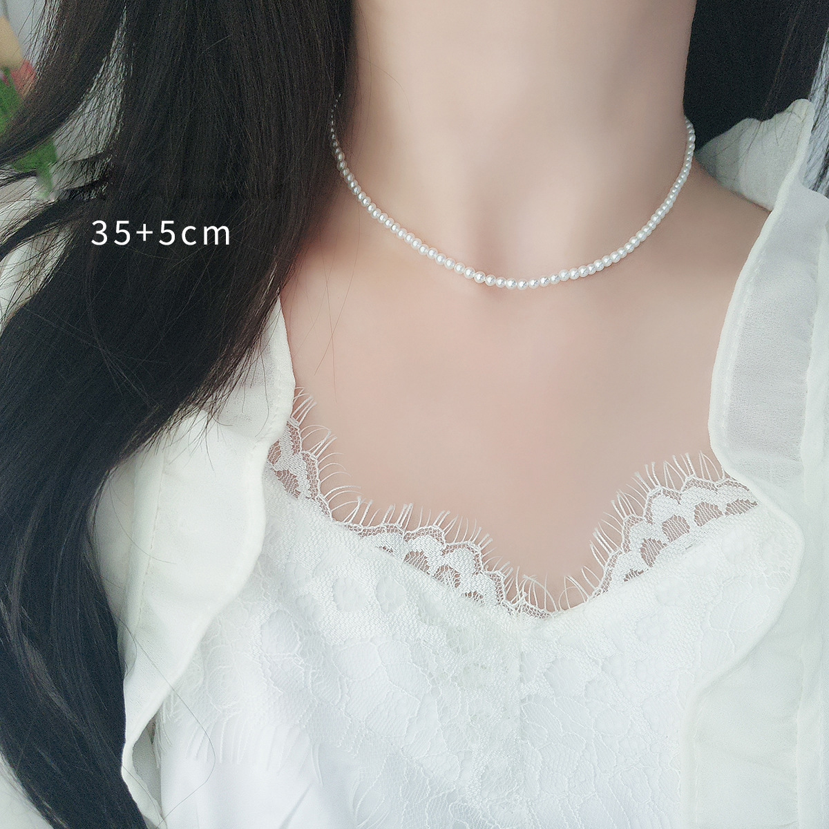 2:Stacked pearl necklace35x5cm