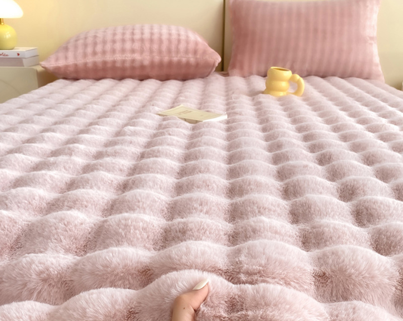 Bubble-pink bean paste [class a maternal and infant fabric-thick rabbit plush-fur-grade touch]