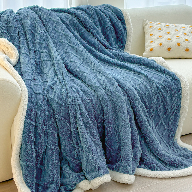 Lamb velvet blanket-sapphire blue