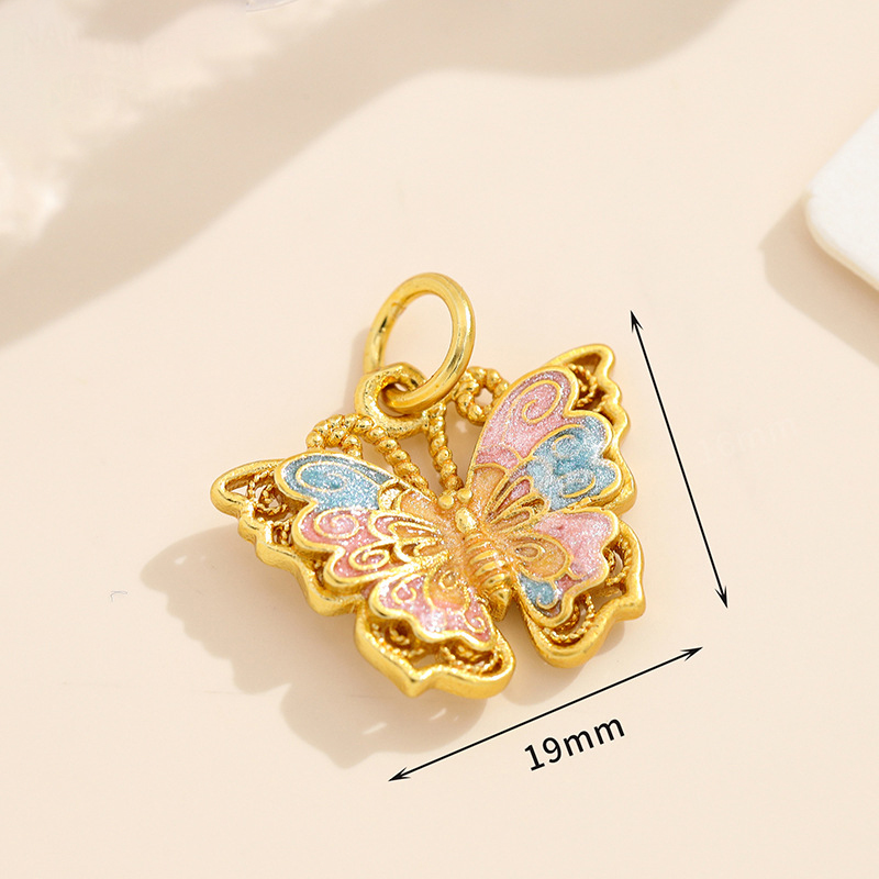 21:21 lake blue pink butterfly pendant