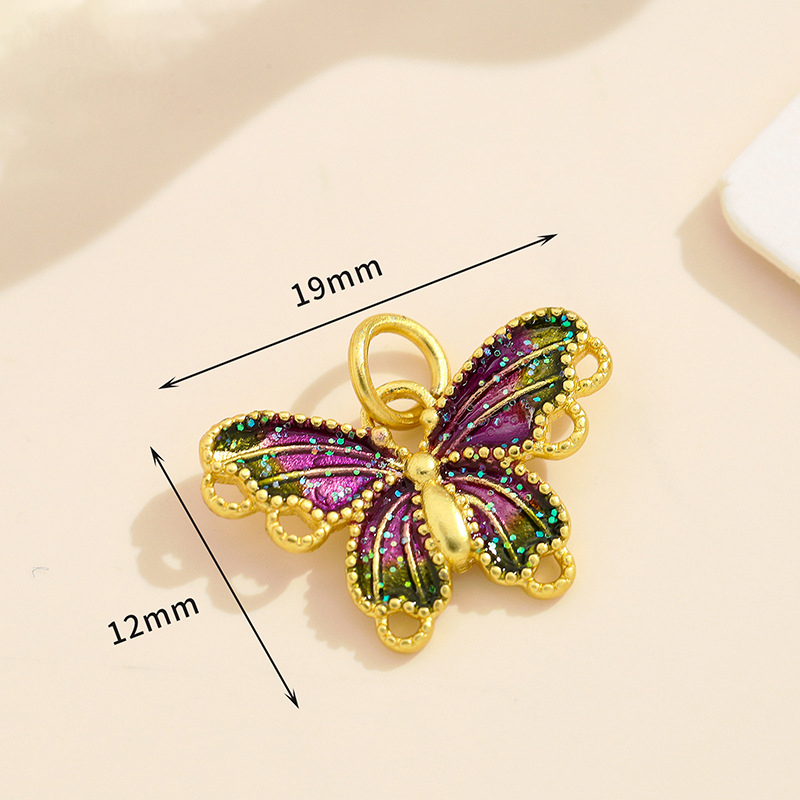 22:22 purple green butterfly pendant