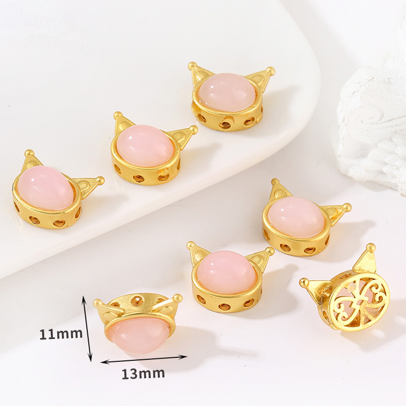 9:9 pink jade cat head spacer beads 11*13mm