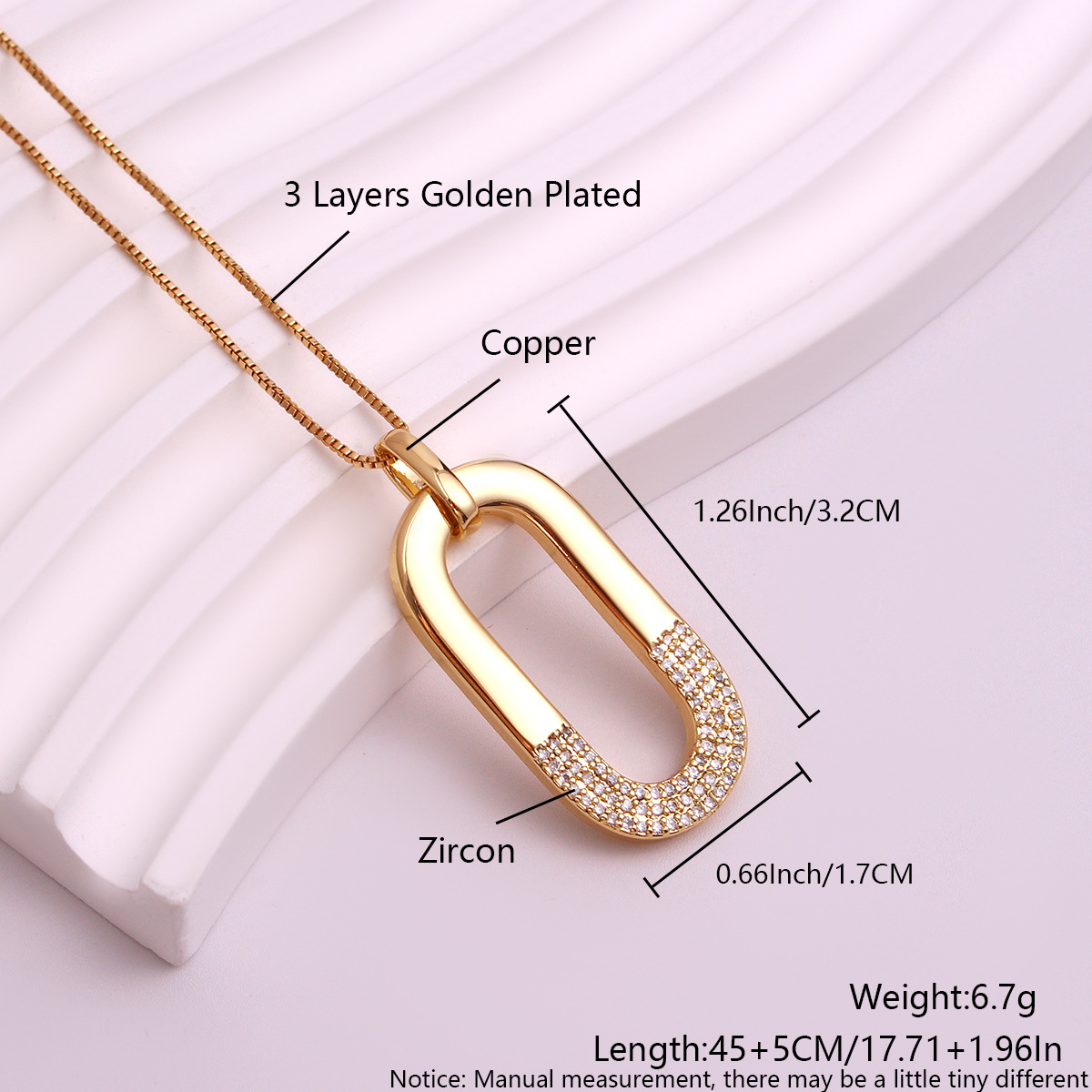 1:Champagne gold rectangular necklace nw07-7