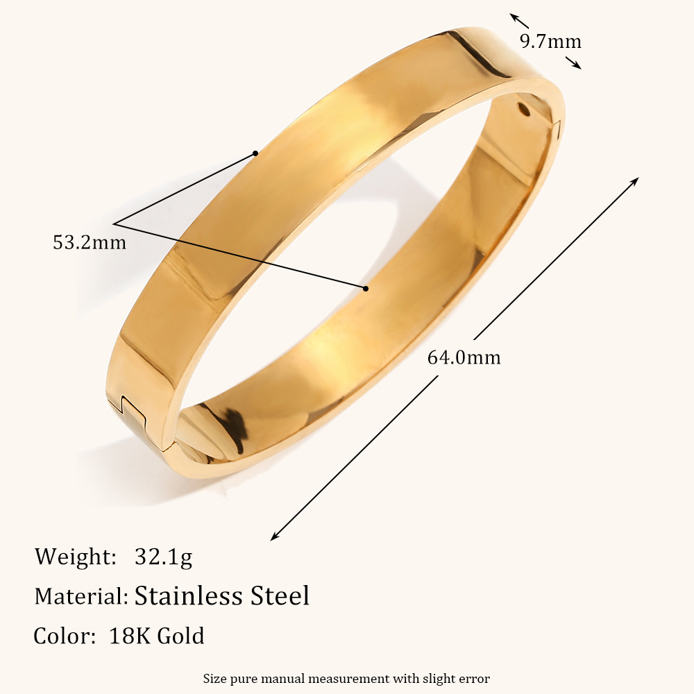 3:10mm wide simple glossy bracelet-gold