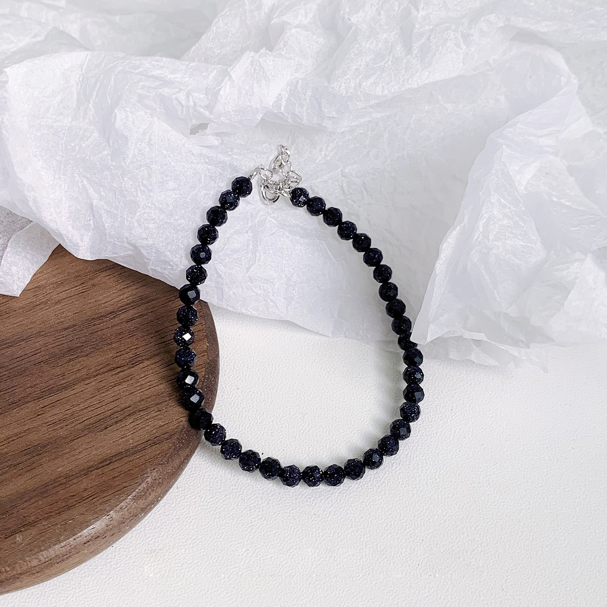 2:Faceted blue sand bead bracelet