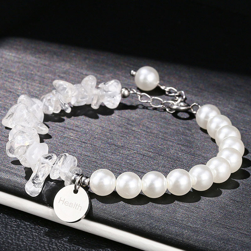 Natural white crystal stone shell pearl stainless