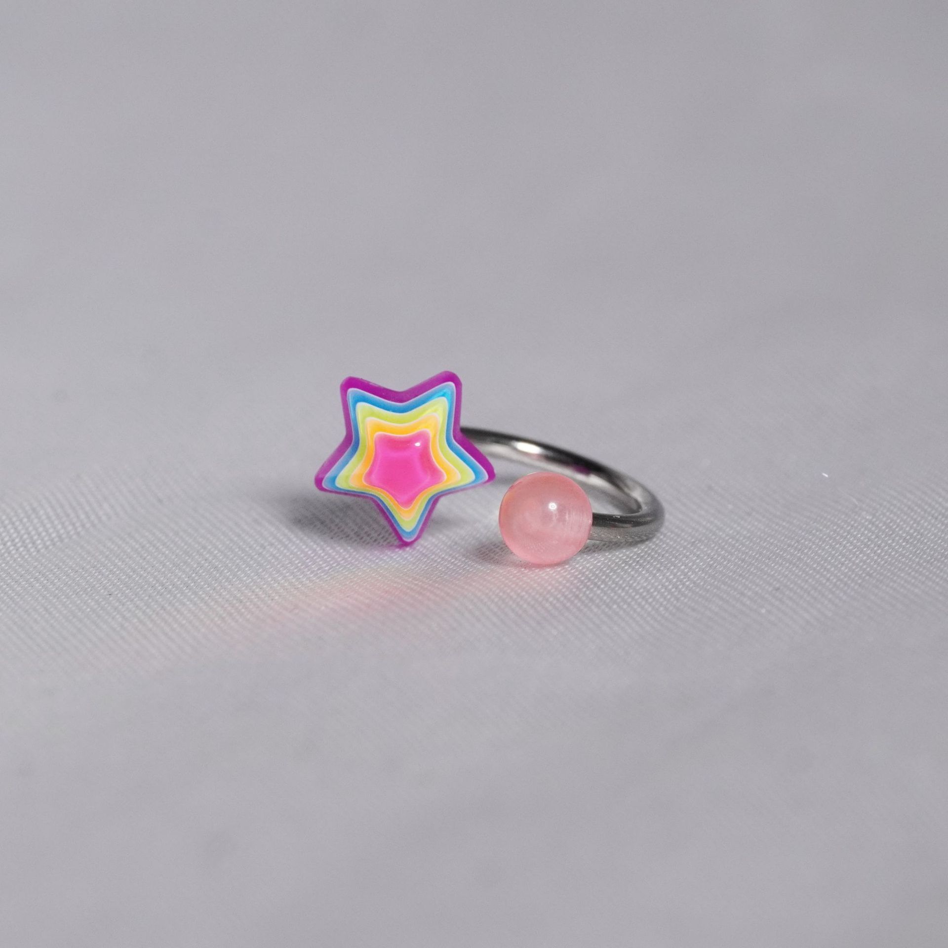 Pink luminous ball   pink and purple stars 1.2*8mm