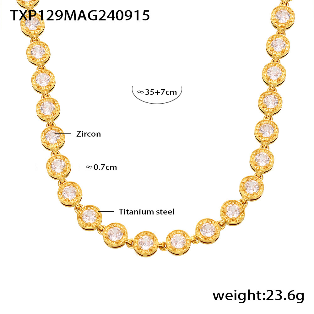 4:Txp129-gold white and white zircon necklace