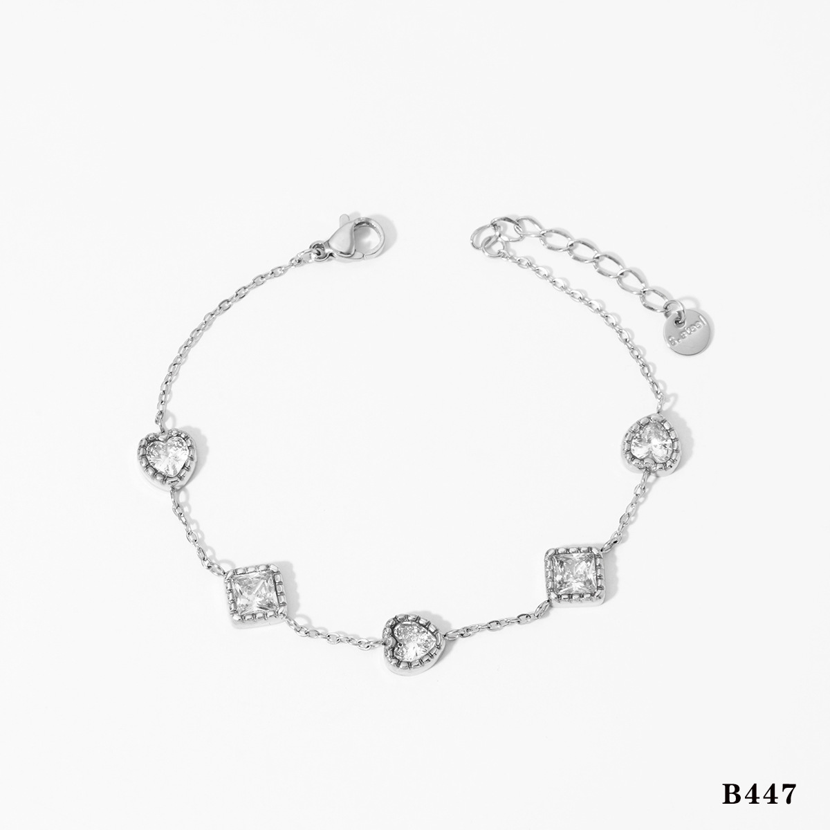 Silver-white zirconium bracelet