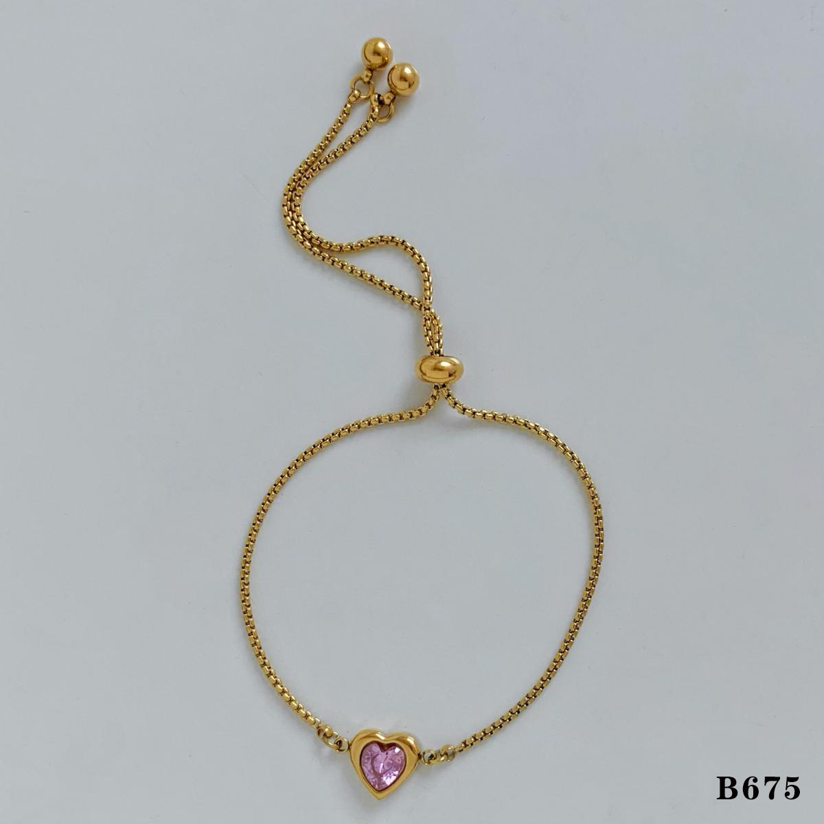 Gold-pink zirconium bracelet