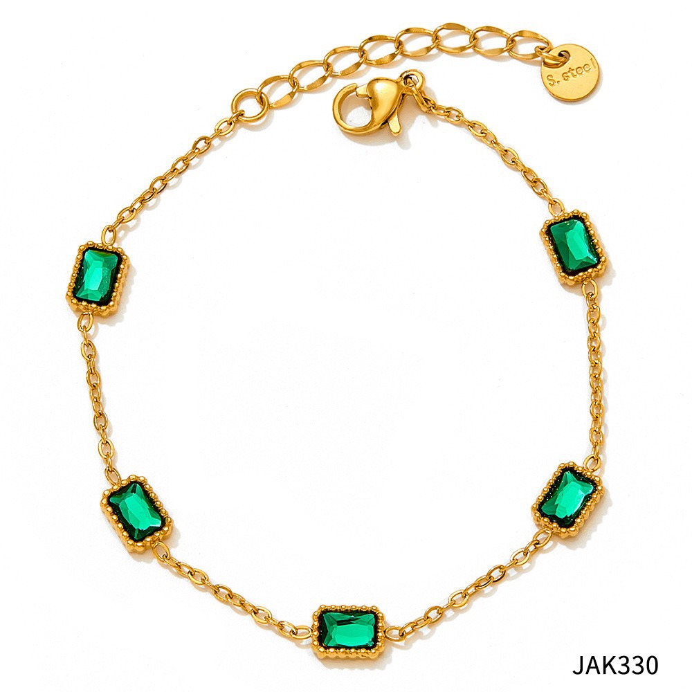 Green zirconium gold anklet