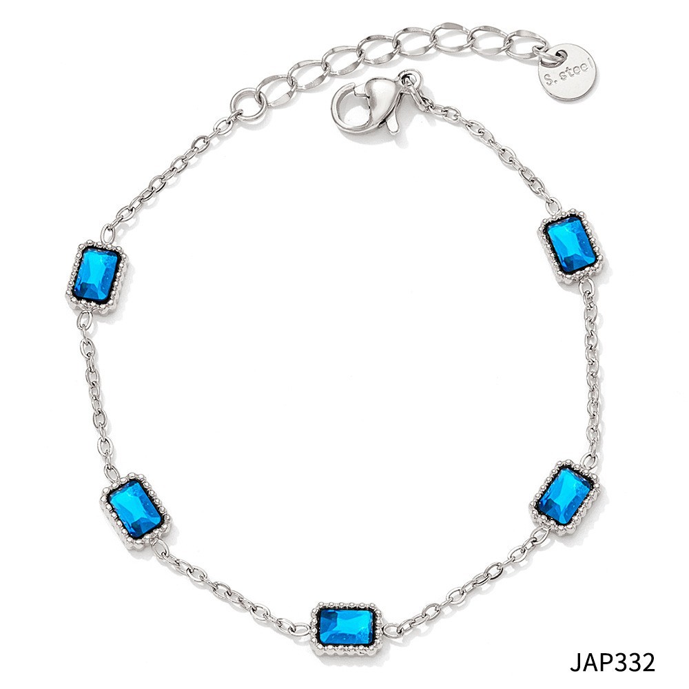 Blue zirconium silver anklet