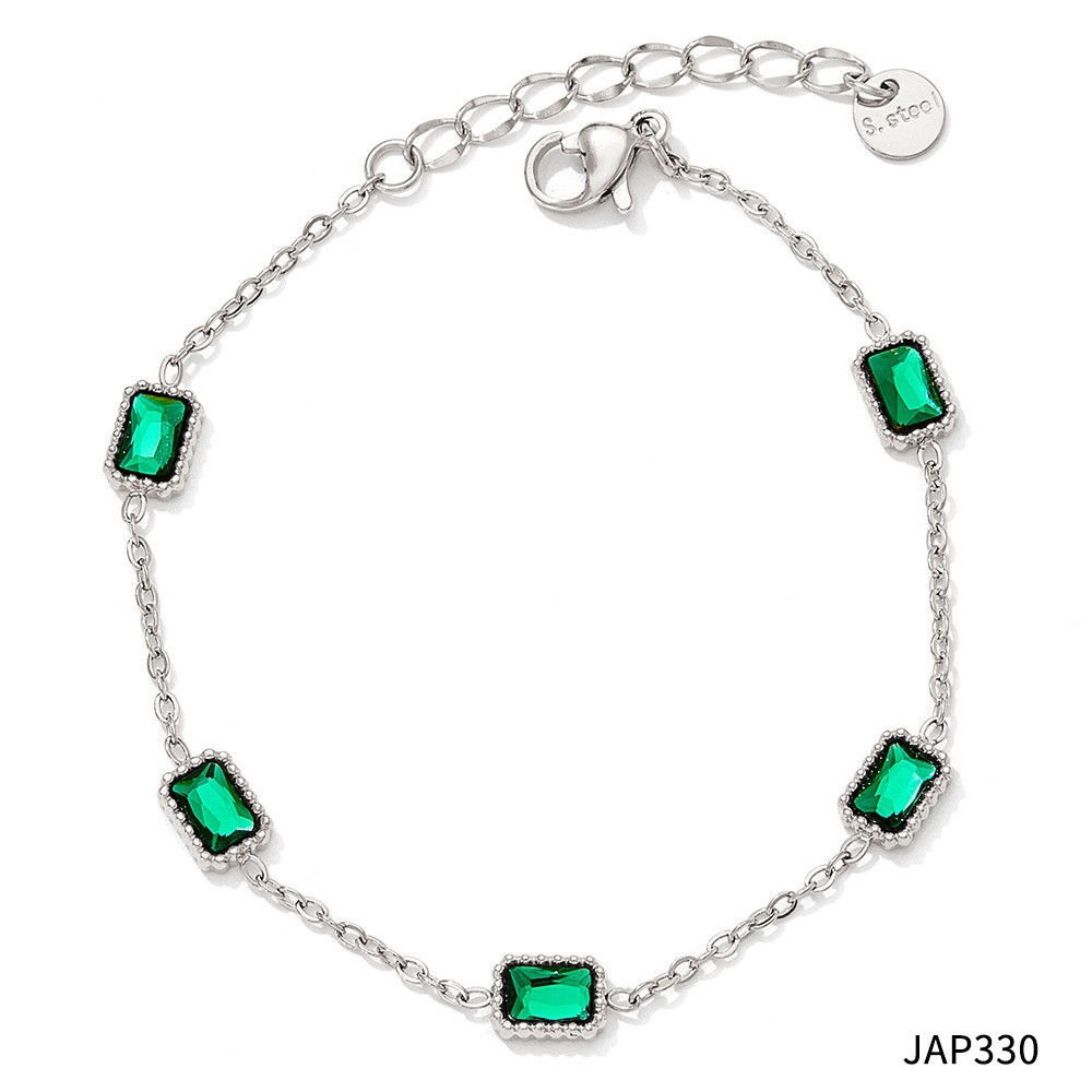 Green zirconium silver anklet