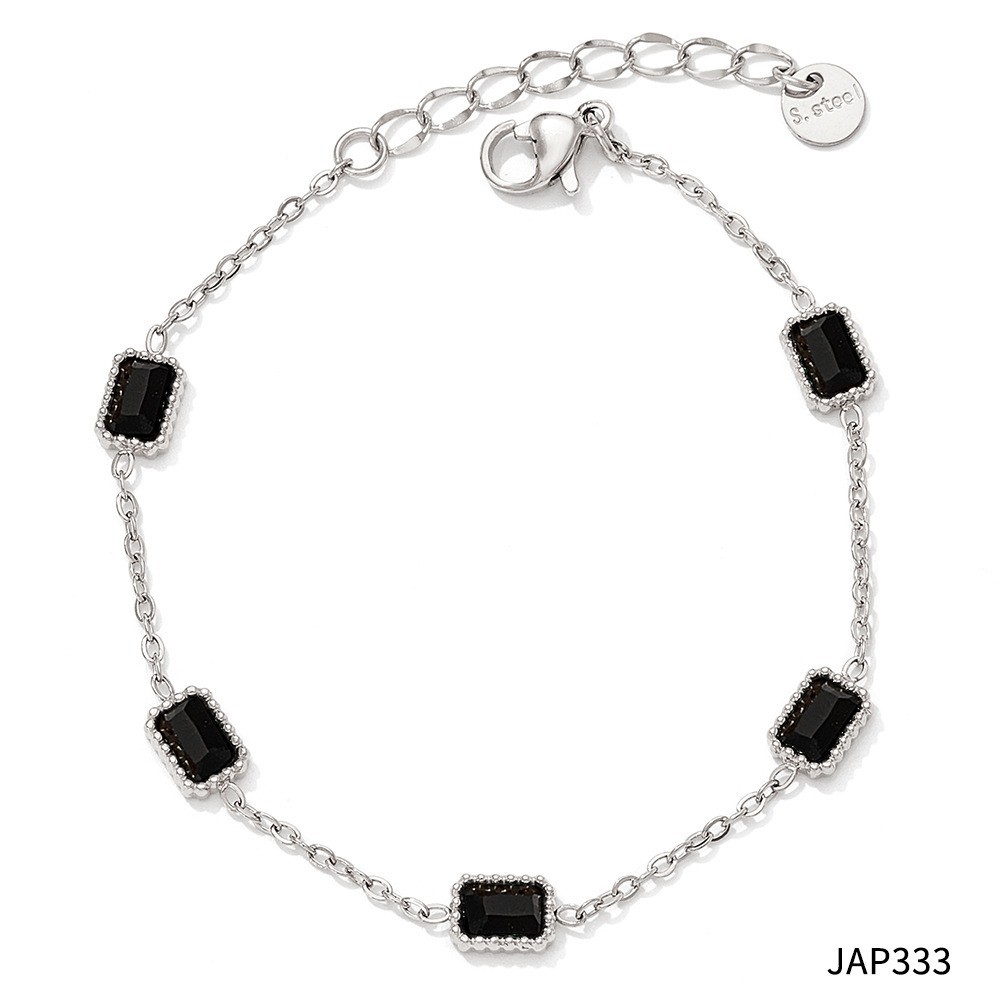 Black zirconium silver anklet