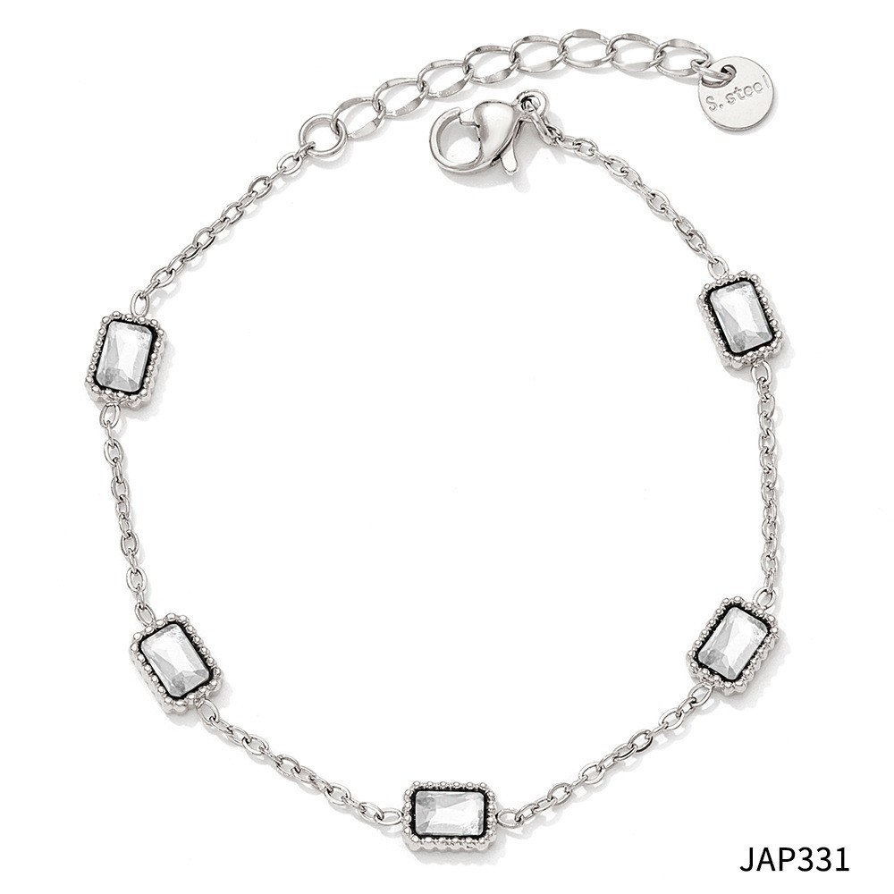 White zirconium silver anklet