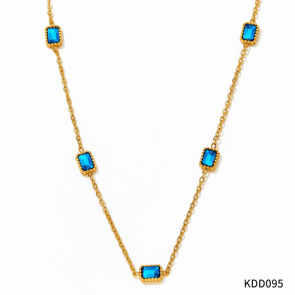 Blue zirconium gold necklace