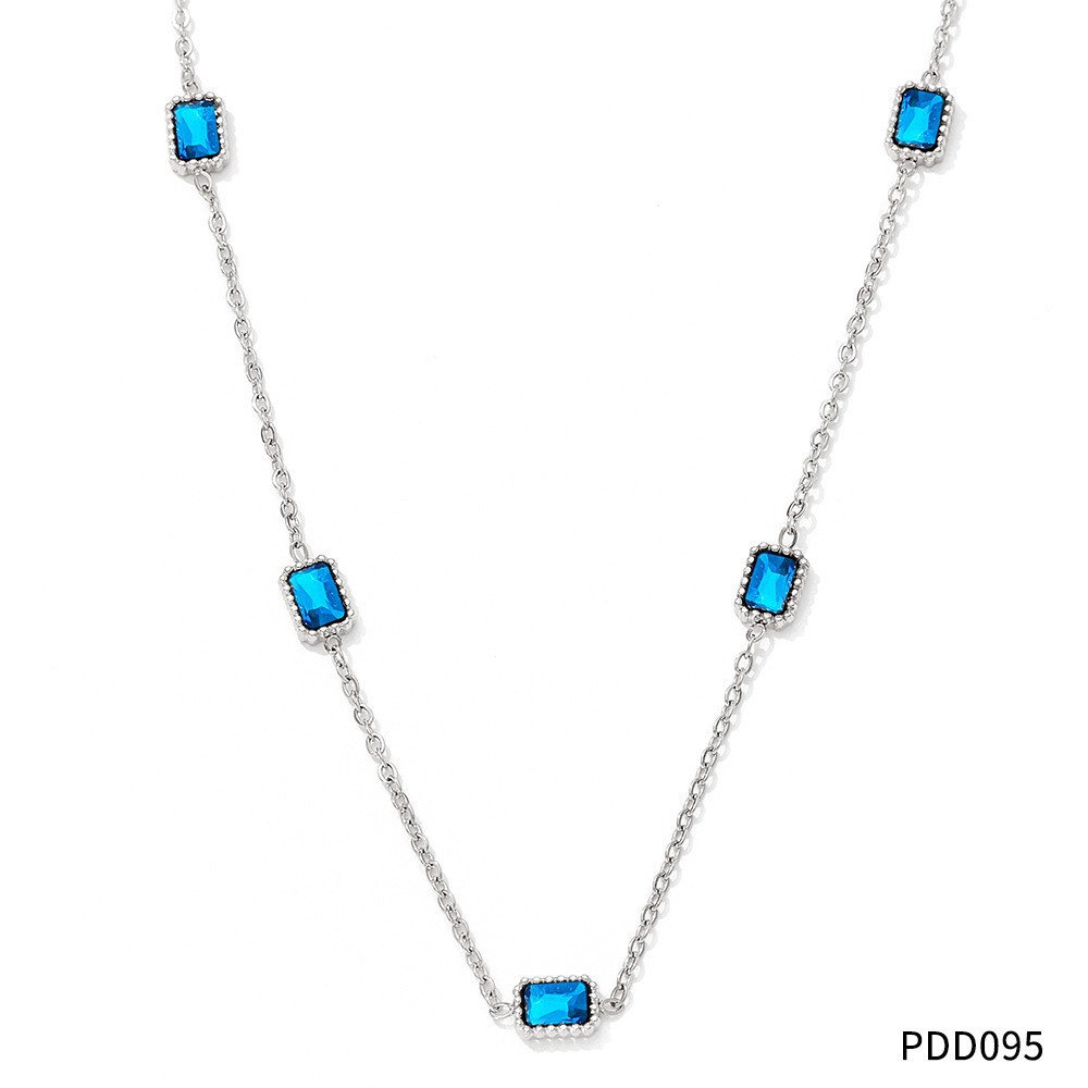 Blue zirconium silver necklace