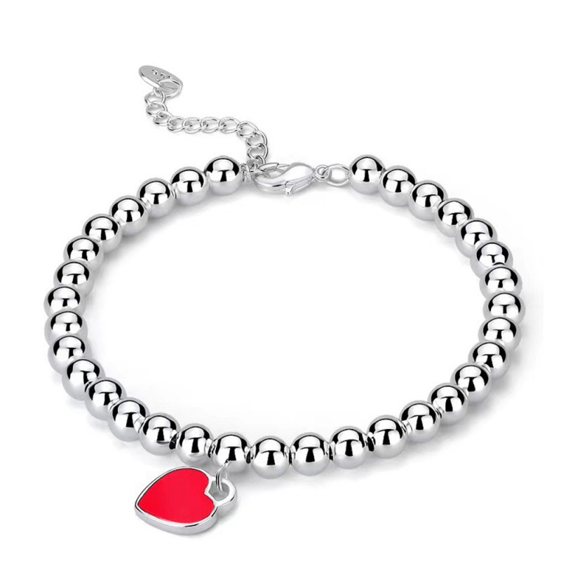 4:Red love steel ball bracelet