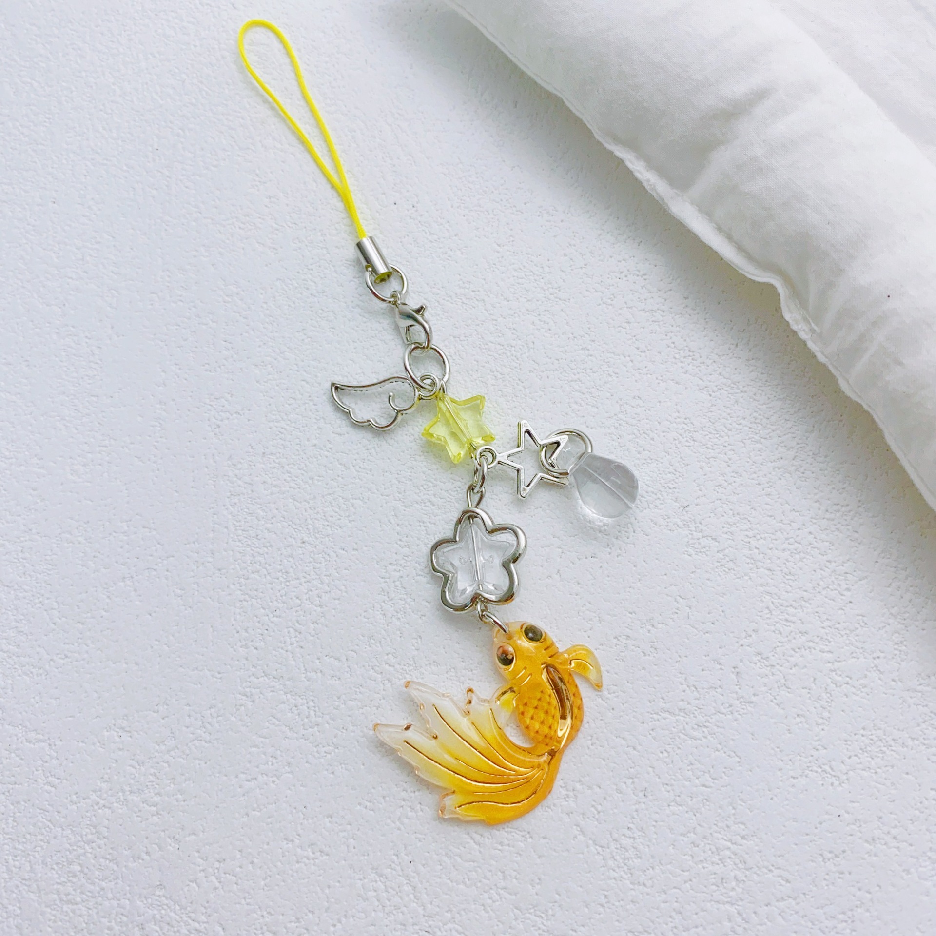 7:Yellow koi mobile phone chain