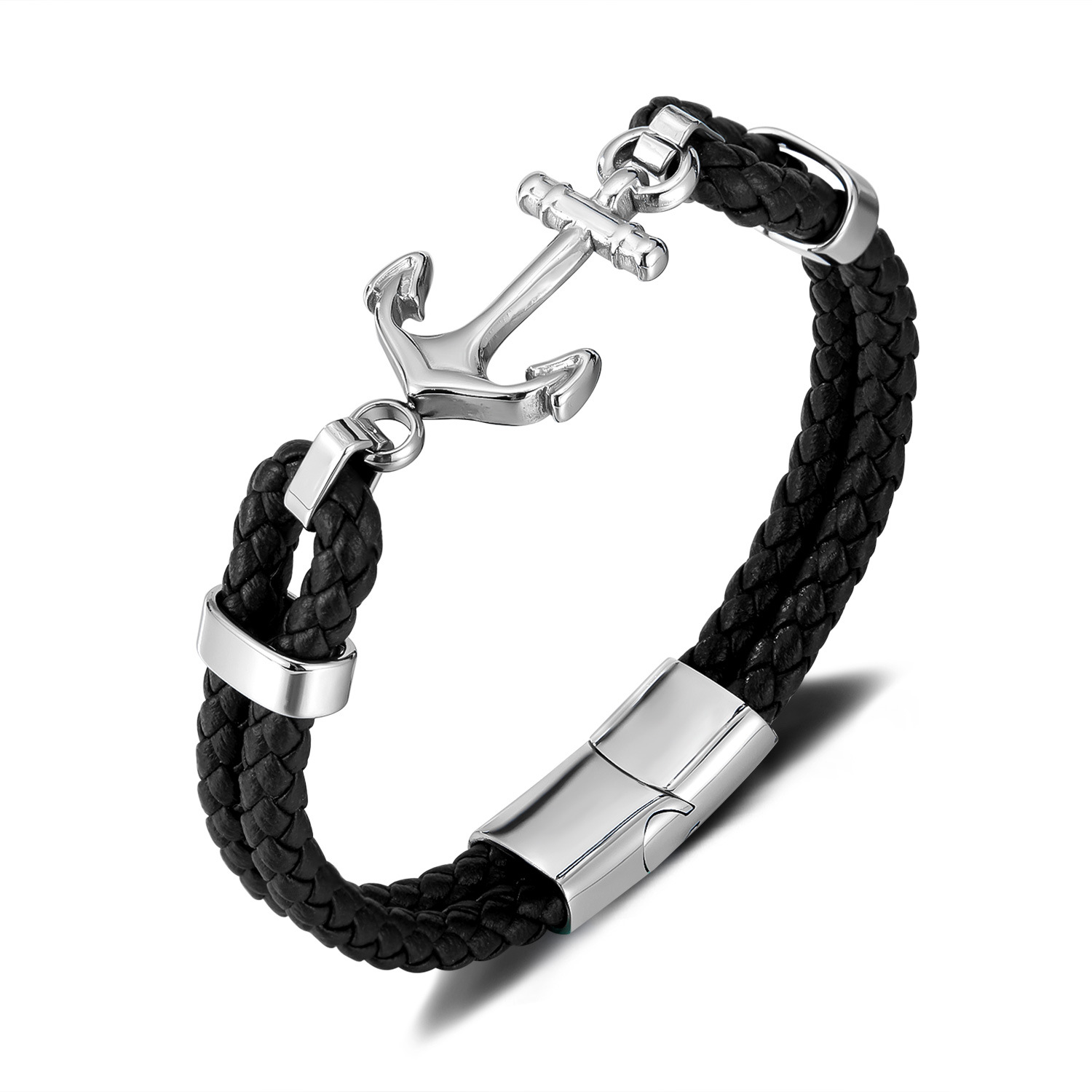 1:Ph1603b- leather bracelet steel color