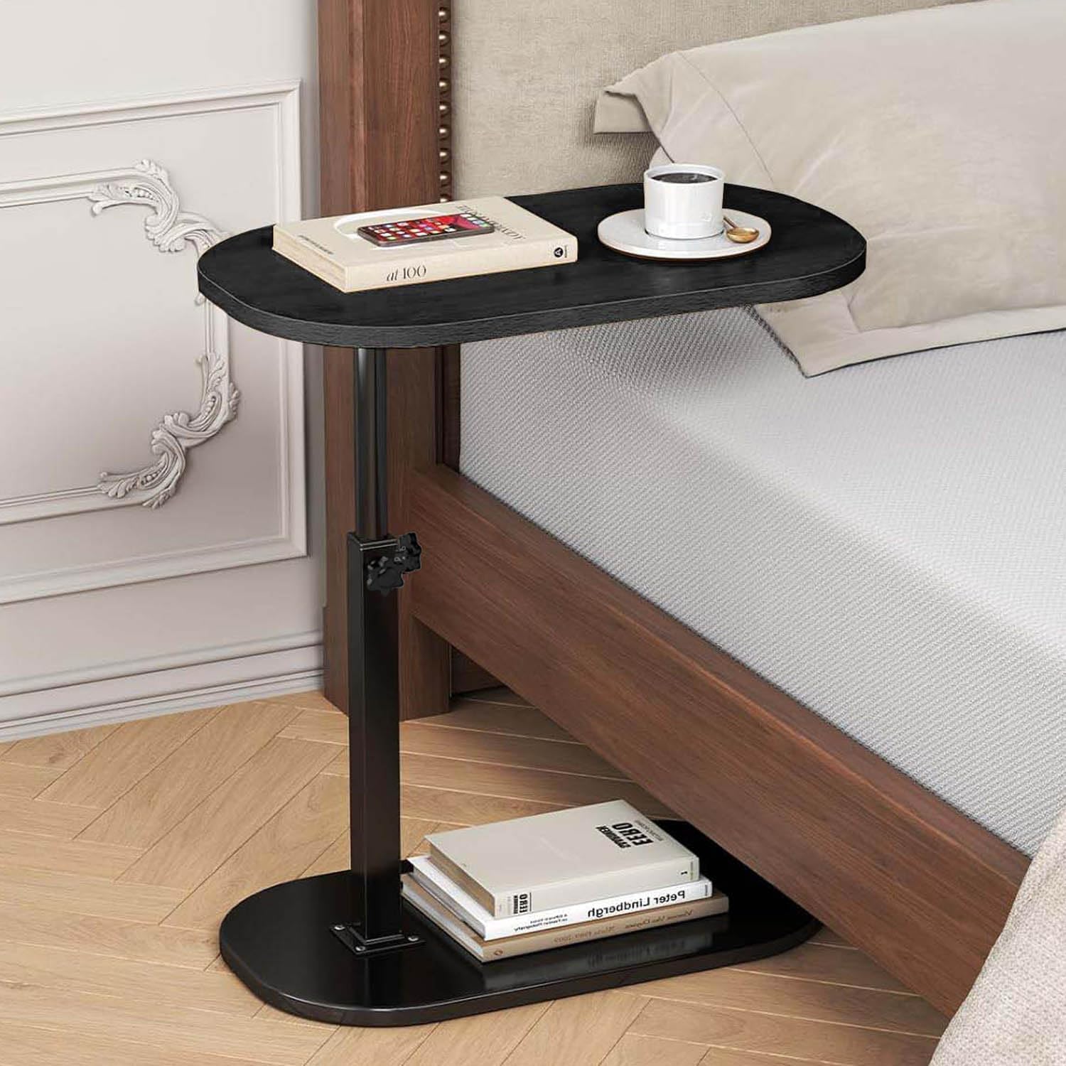 Plastic large black shelf black side table