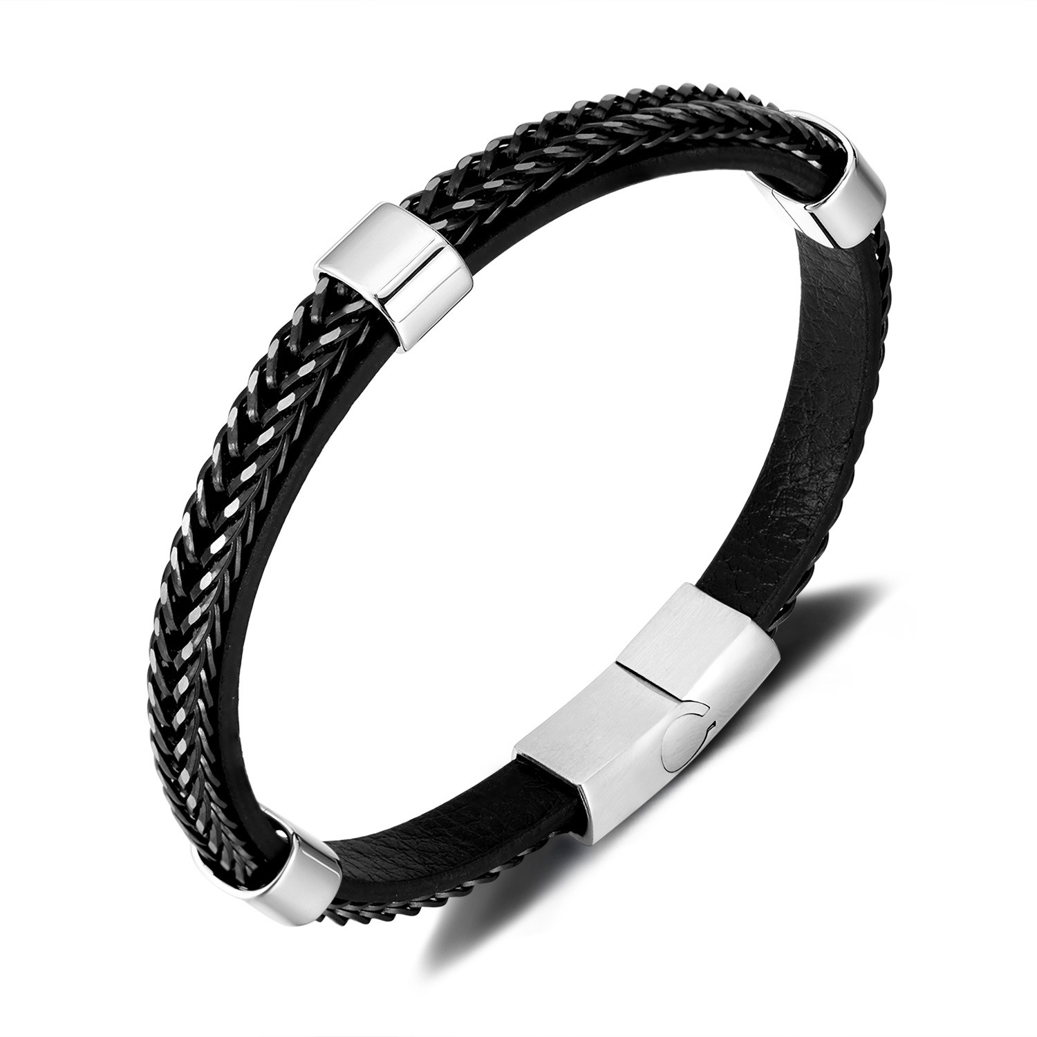 1:Ph1605b- leather bracelet steel color