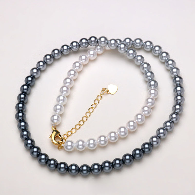 Grey gradient necklace Bead 6mm