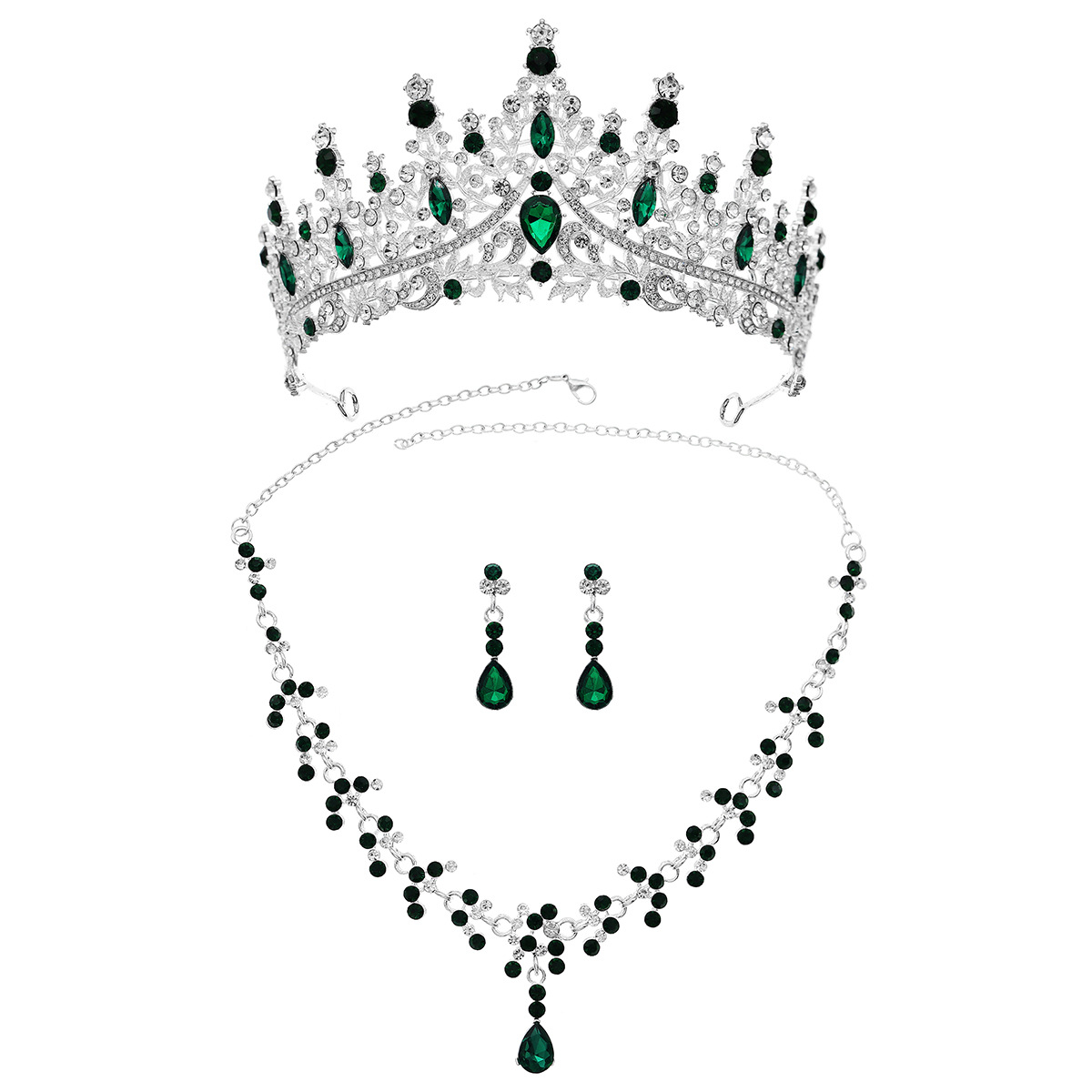 Silver + Green diamond SET-J042SGREEN