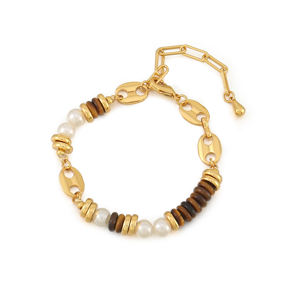 1:Natural tiger eye stone bracelet [16.5+5.5cm]