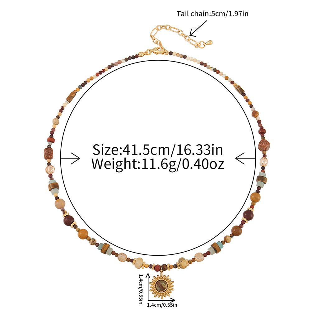 4:Tiger eye sun pendant necklace