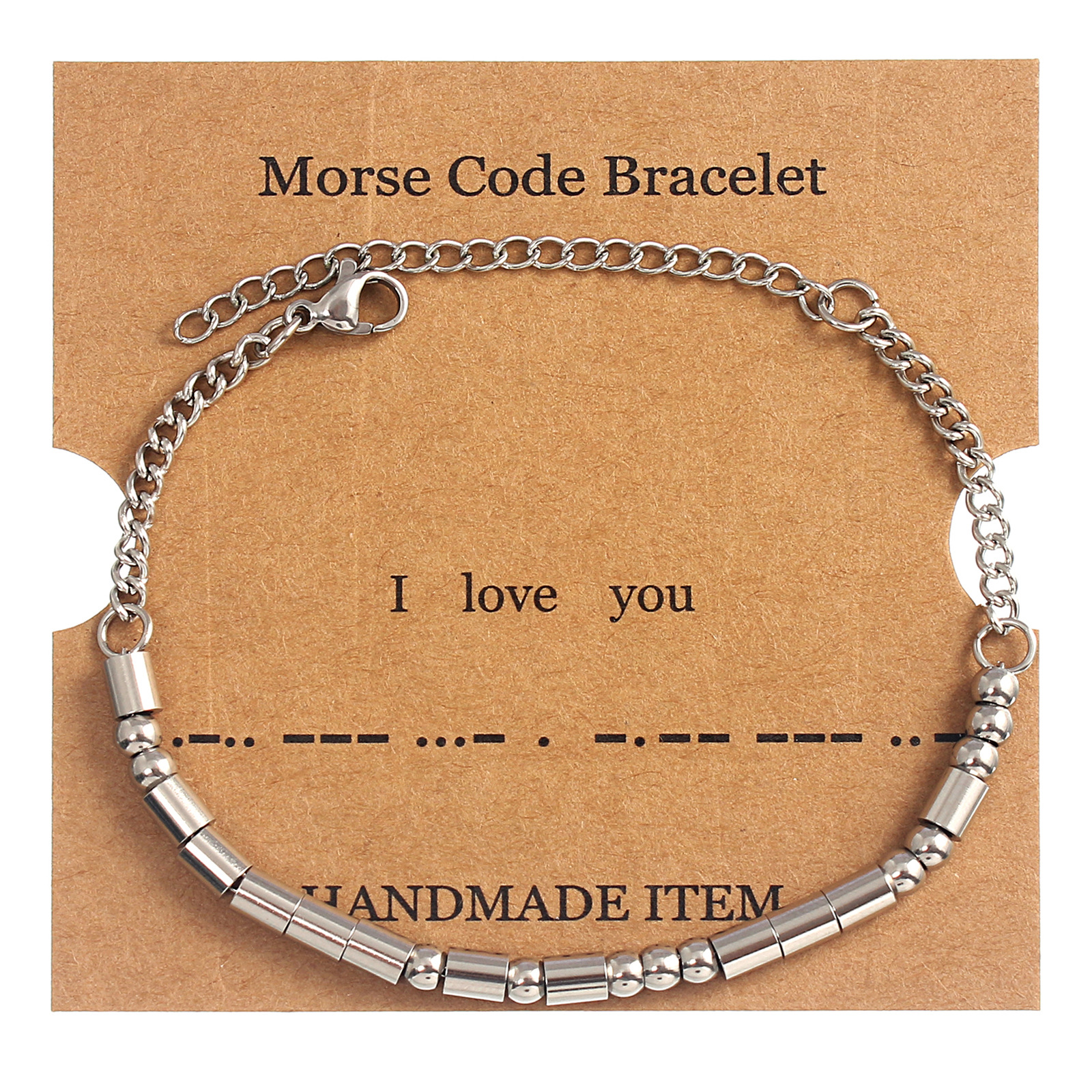 9:I love you silver Moss password bracelet