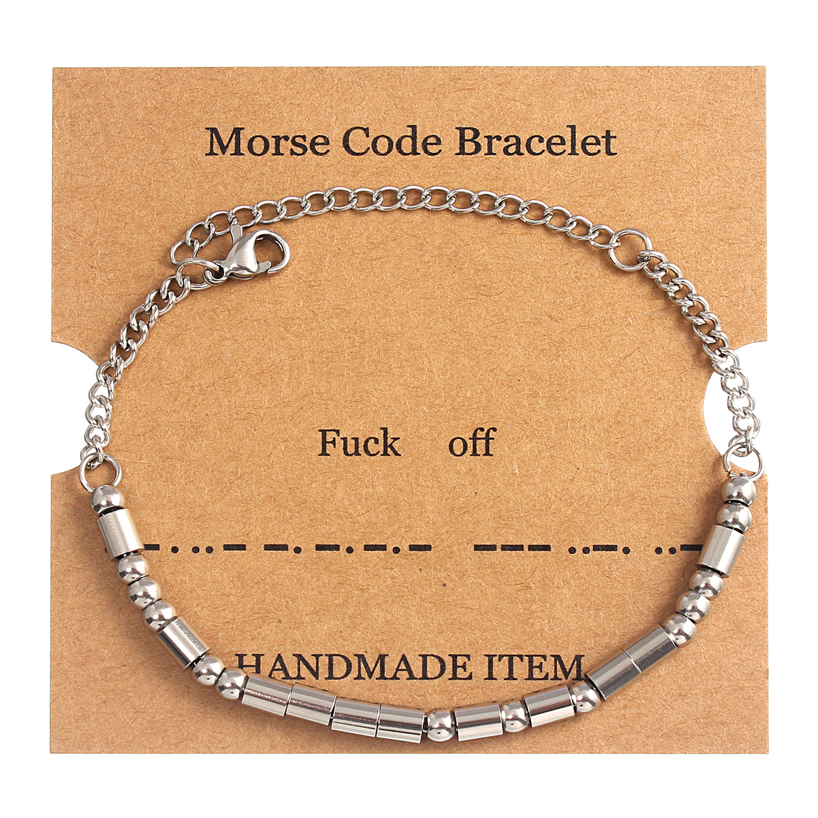 10:Fuck off silver Moss password bracelet