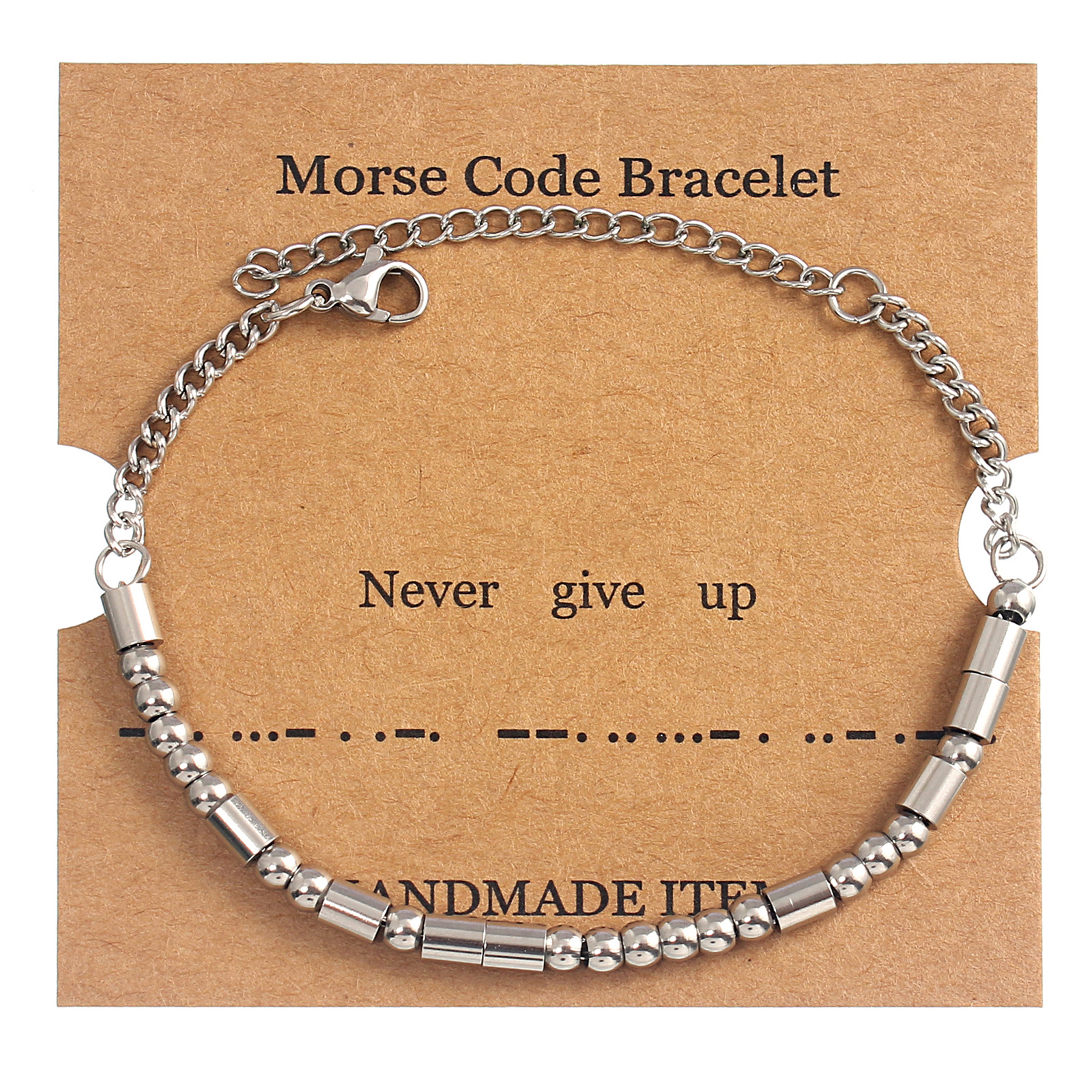 14:Never give up silver Moss password bracelet