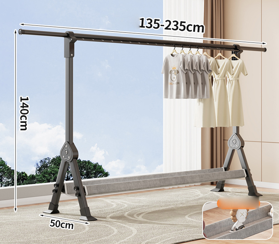 Gun gray [1.35- 2.35m telescopic] single pole   drying net