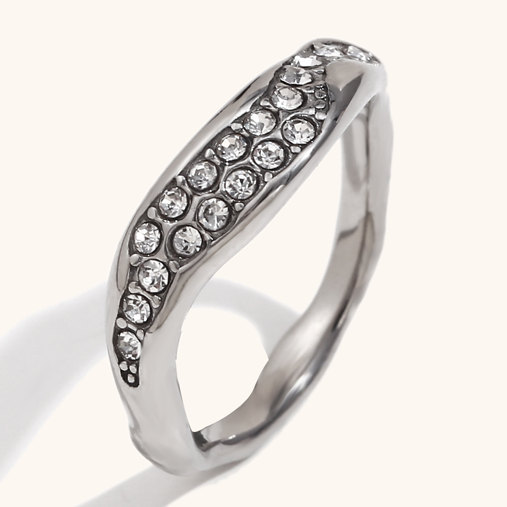 Diamond irregular ring-steel color No. 6