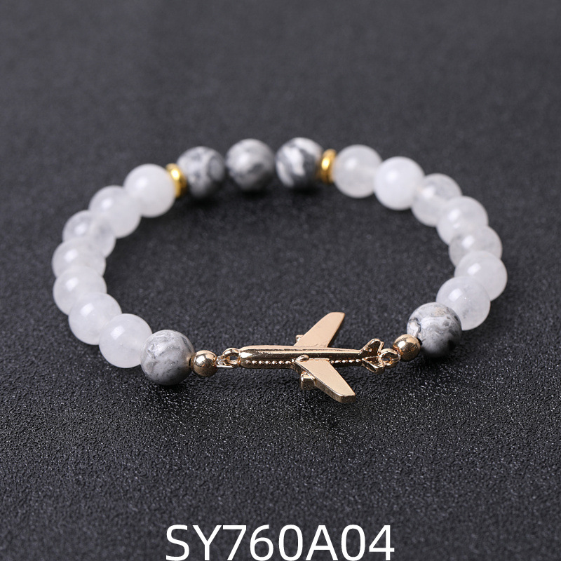 4:4 Map Stone white stone Golden airplane bracelet