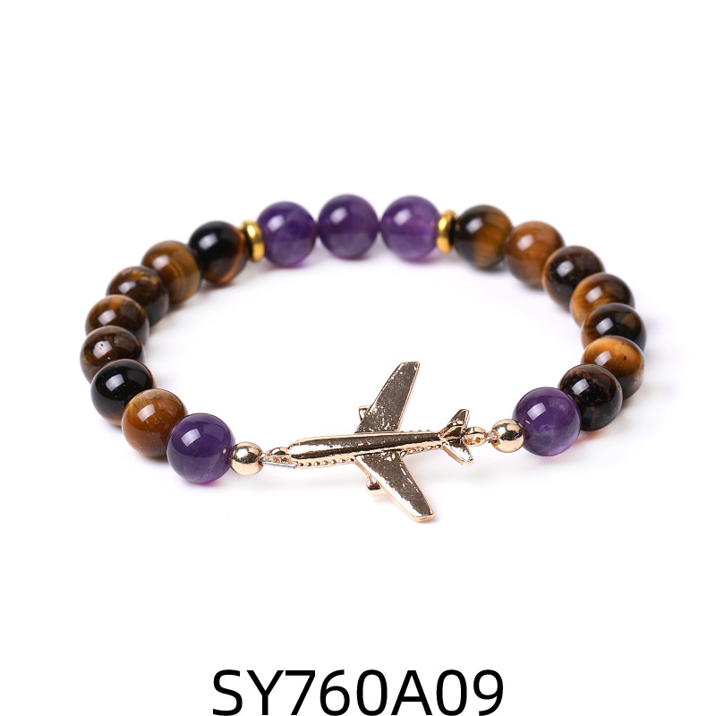 9:9 amethyst Tiger Eye Golden airplane bracelet