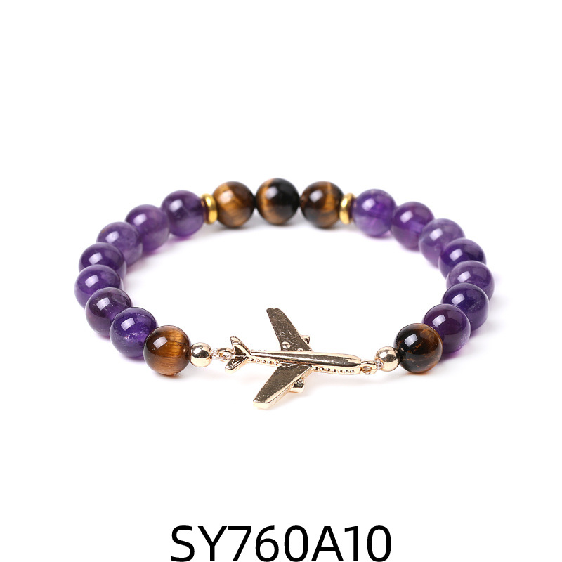 10:10 Tiger Eye amethyst Golden airplane bracelet