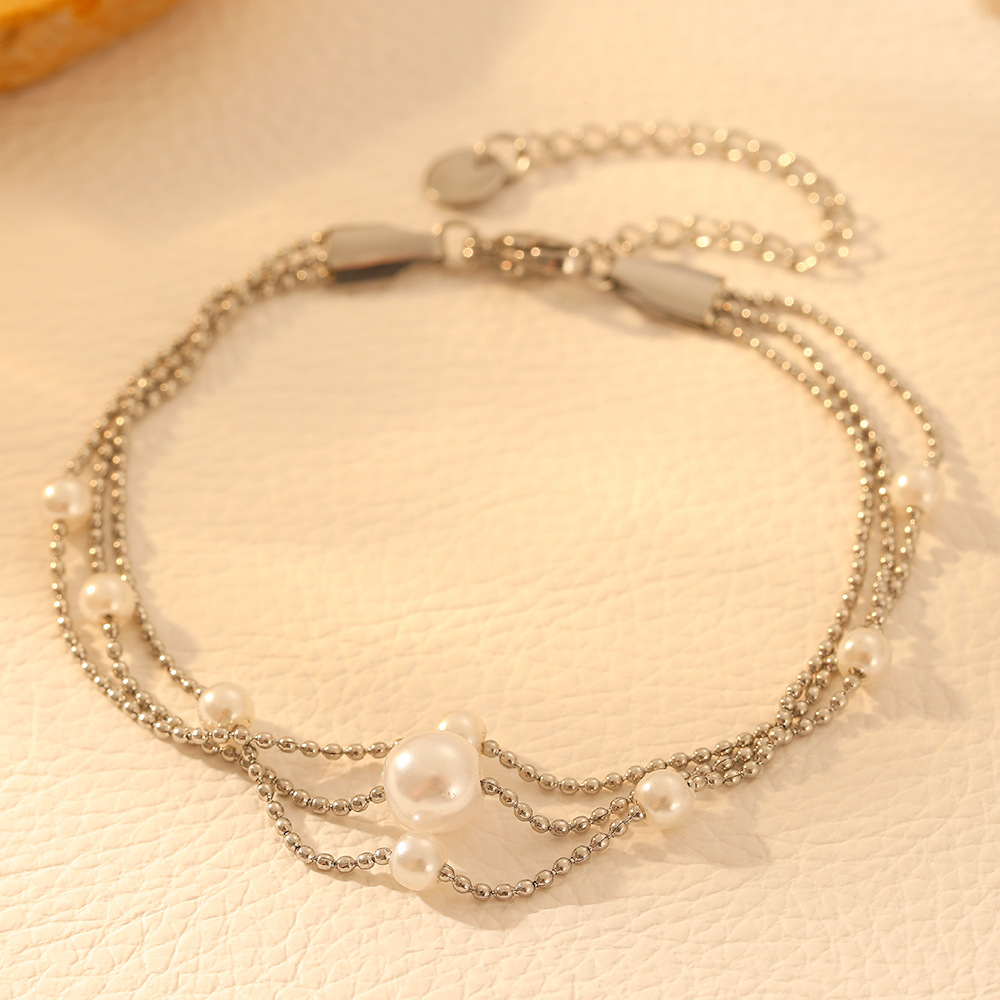 2:Steel color pearl bracelet