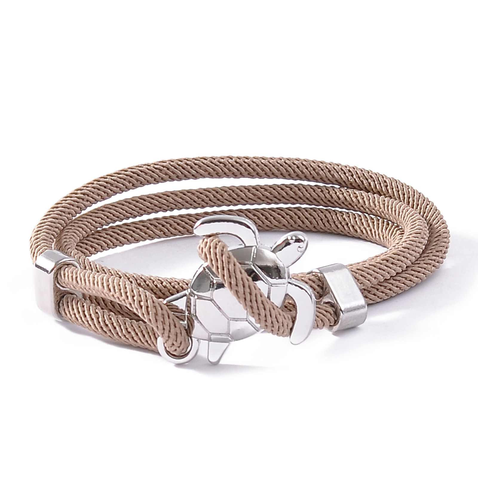 6:Khaki rope silver turtle