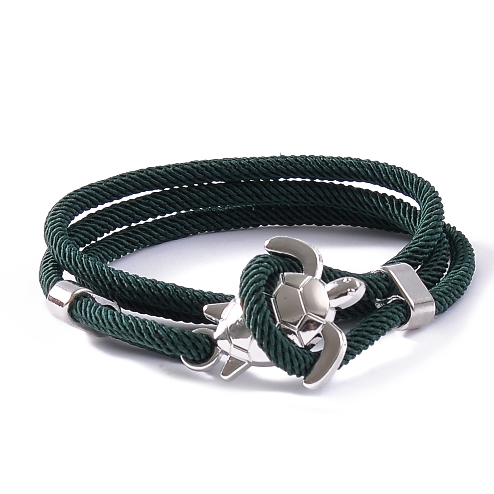 8:Dark green rope silver turtle