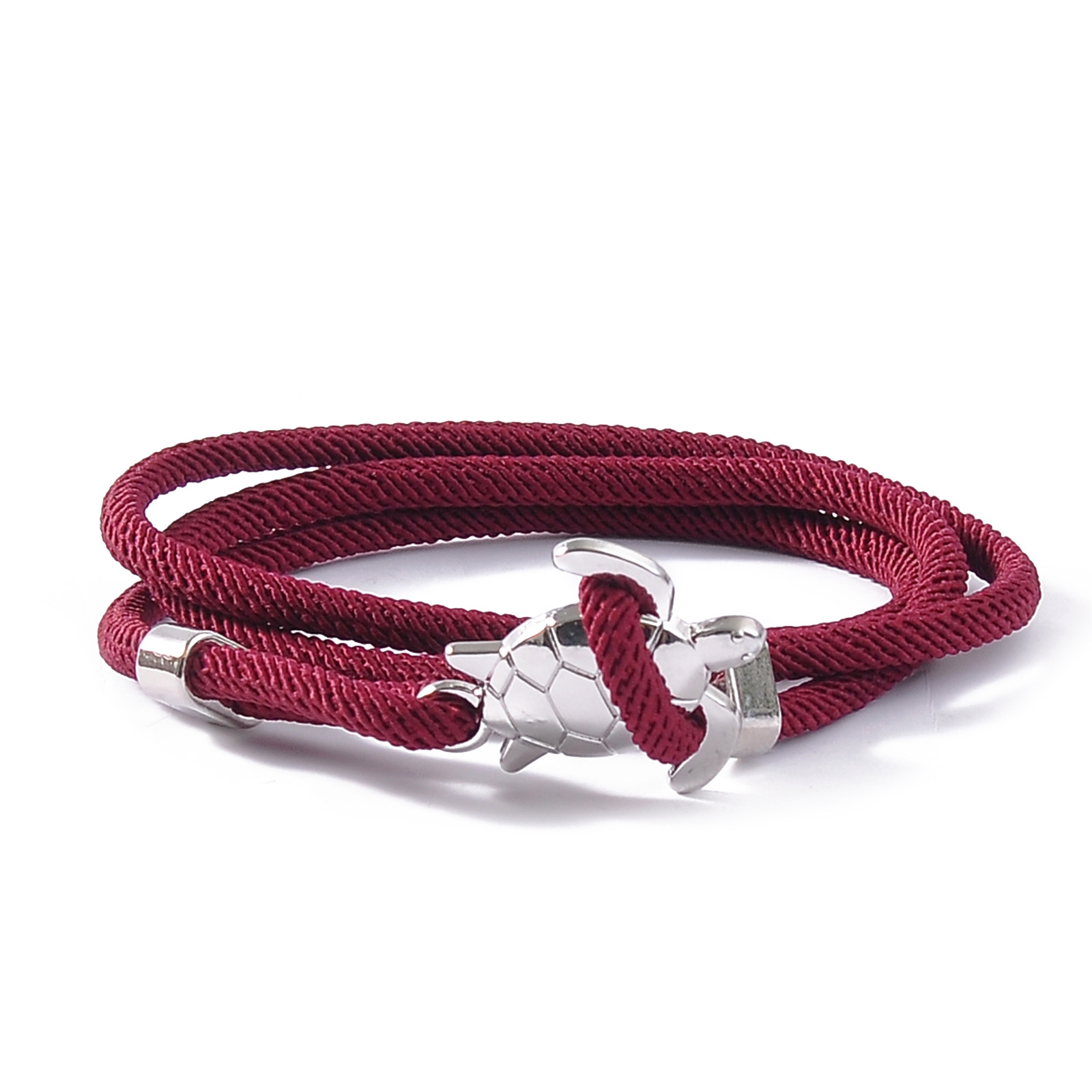 13:Burgundy rope silver turtle