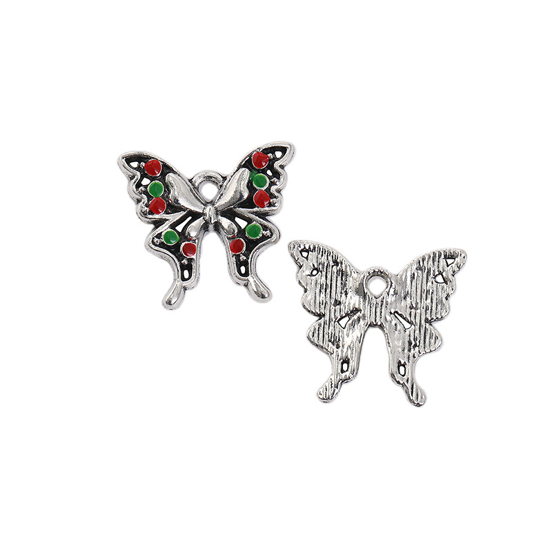 2 Black, green and Red butterfly 19×18mm1.5g