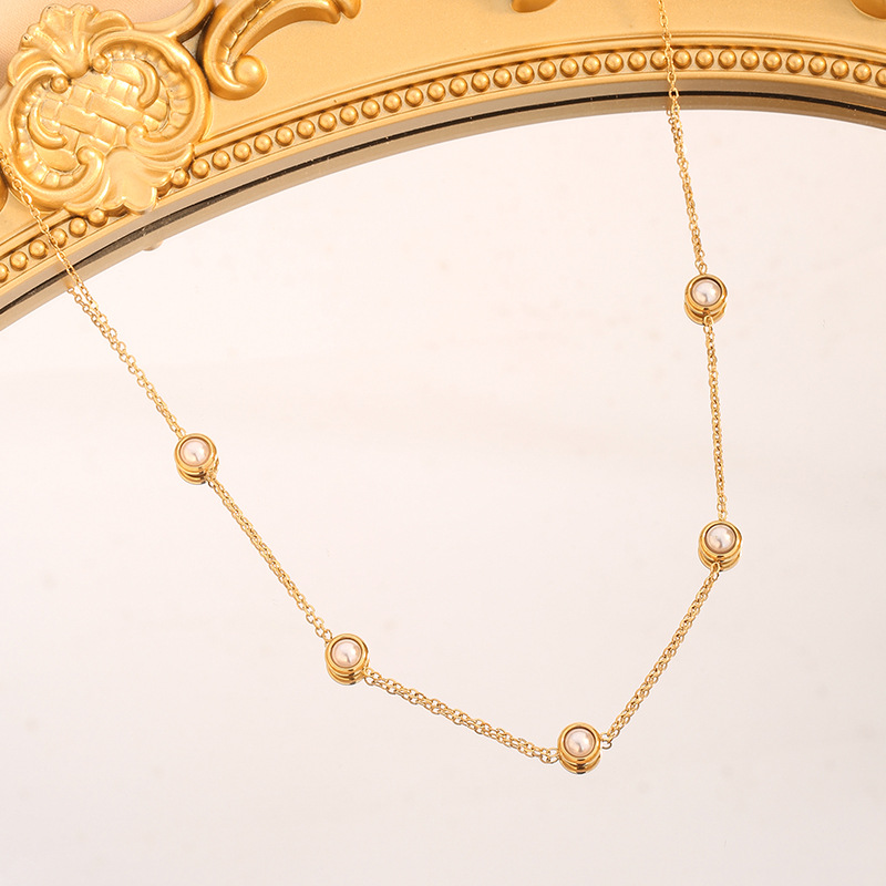 1:81165 white pearl necklace gold