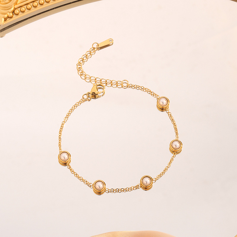 2:7942 white pearl bracelet gold